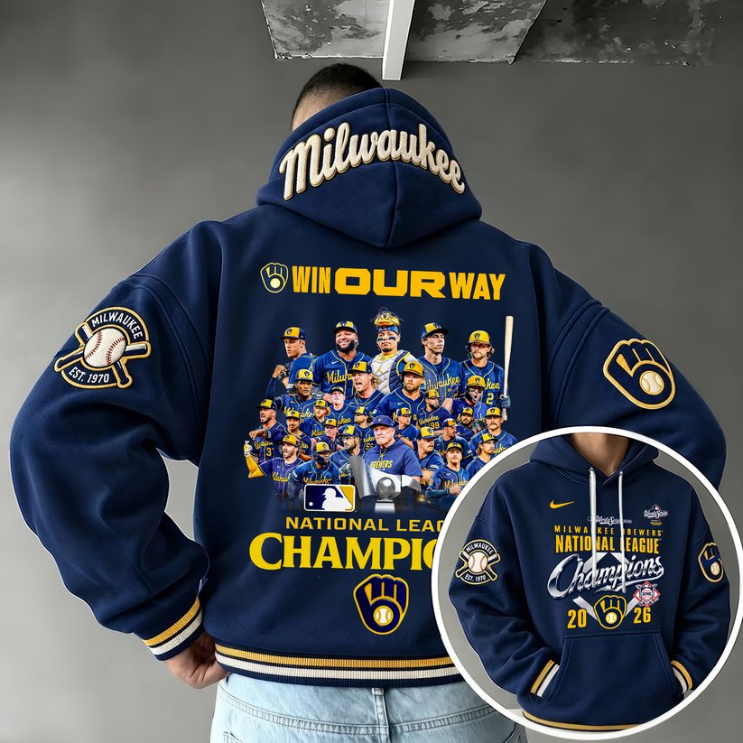 Limited Edition Milwaukee Brewers 2026 National League Champions Hoodie Limited Edition Milwaukee Brewers 2026 National League Champions Hoodie
