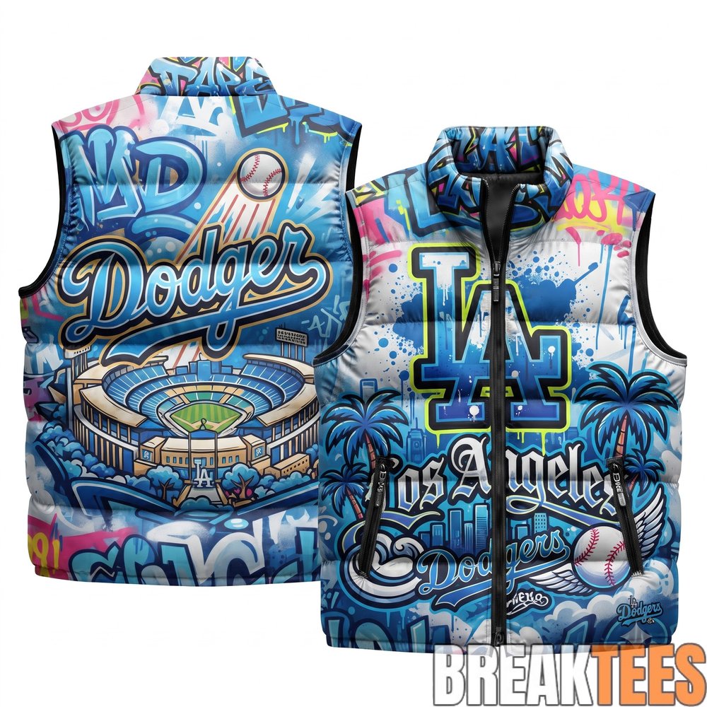 Los Angeles Dodgers Graffiti Puffer Vest Los Angeles Dodgers Graffiti Puffer Vest