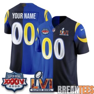 Los Angeles Rams Rivalries Split Custom Football Jersey