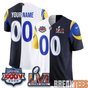 Los Angeles Rams Rivalries Split Custom Football Jersey 1