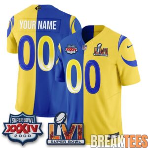 Los Angeles Rams Rivalries Split Custom Football Jersey 2
