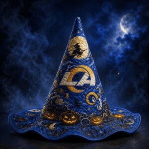 Los Angeles Rams Halloween Moon Pumpkin Quilted Witch Hat
