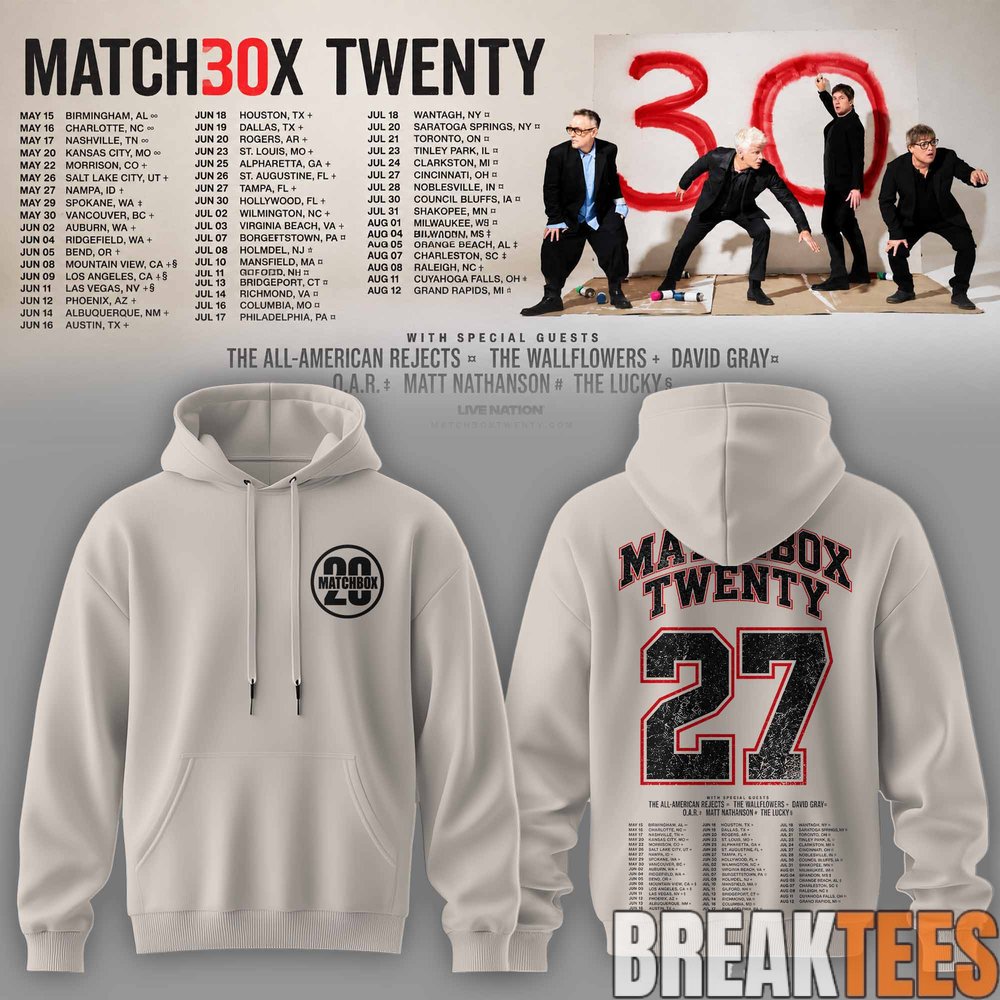 Matchbox Twenty 30 North American Tour 2027 Special Hoodie Matchbox Twenty 30 North American Tour 2027 Special Hoodie