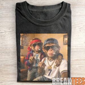Messi x Ronaldo Monkey Duo Funny Soccer Meme T-Shirt