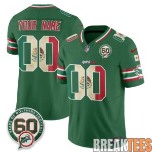 Miami Dolphins Mexico Edition Custom Football Jersey 2