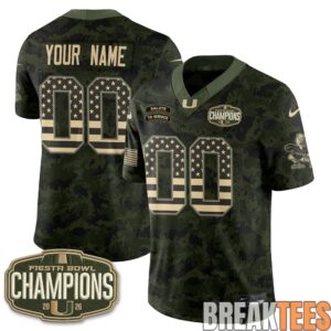 Miami Hurricanes 2026 Salute to Service Custom Football Jersey 1