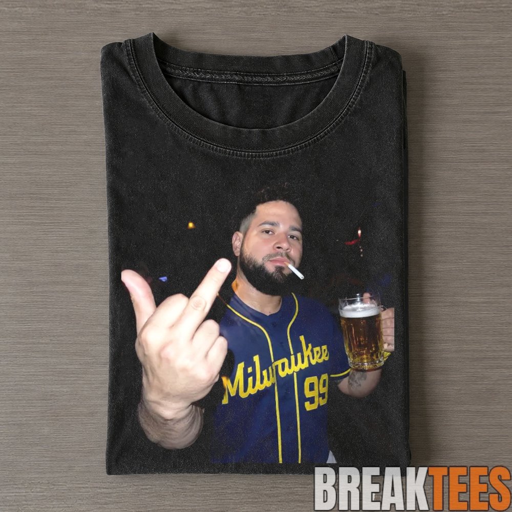 Milwaukee Brewers Gary Sanchez Smoking, Holding Beer and Middle Finger T-Shirt Milwaukee Brewers Gary Sanchez Smoking, Holding Beer and Middle Finger T-Shirt