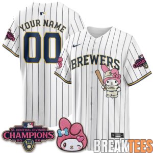 Milwaukee Brewers NL Central Champs x Pink Sanrio Friend Custom Baseball Jersey