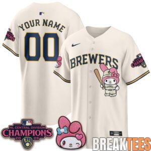 Milwaukee Brewers NL Central Champs x Pink Sanrio Friend Custom Baseball Jersey 1