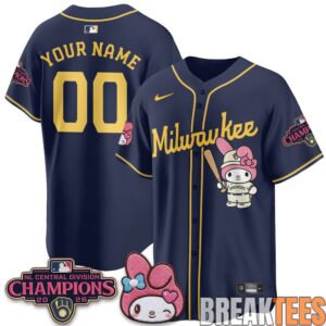 Milwaukee Brewers NL Central Champs x Pink Sanrio Friend Custom Baseball Jersey 2