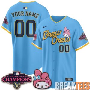 Milwaukee Brewers NL Central Champs x Pink Sanrio Friend Custom Baseball Jersey 4