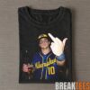 Milwaukee Brewers William Contreras Holding a Bottle and Middle Finger T-Shirt