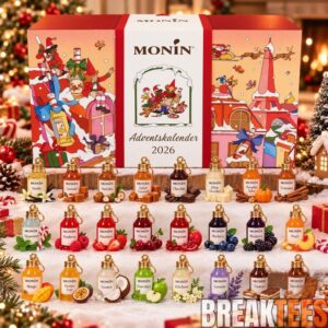 Monin Syrup 2026 Advent Calendar Red Festive Box – 24 Mini Syrup Bottle Charms