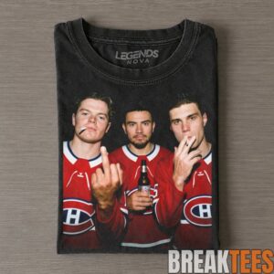 Montreal Canadiens Cole Caufield, Nick Suzuki and Juraj Slafkovsky Drunk & Smoke Tee
