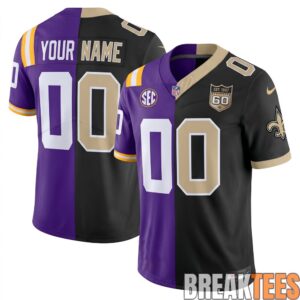 New Orleans Saints x LSU Tigers 2026 Custom Split Football Jersey