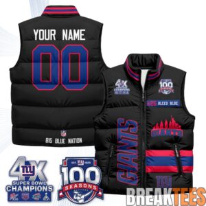 New York Giants 4X Champs S.Bowl Custom Puffer Vest