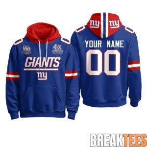 New York Giants 4X Champs Super Bowl Custom Fleece Hoodie