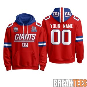 New York Giants 4X Champs Super Bowl Custom Fleece Hoodie 1