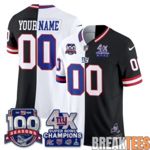 New York Giants 4X Super Bowl Split Edition Vapor Custom Jersey