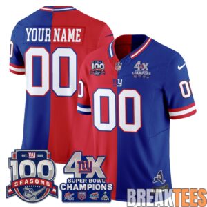 New York Giants 4X Super Bowl Split Edition Vapor Custom Jersey 1