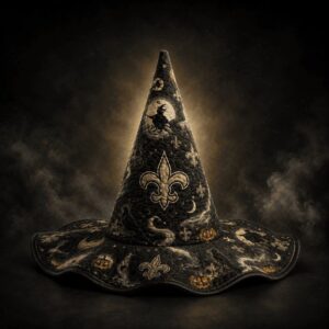 New Orleans Saints Halloween Moon Pumpkin Quilted Witch Hat