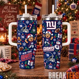New York Giants Special Tumbler 40oz with Handle Christmas For Fan