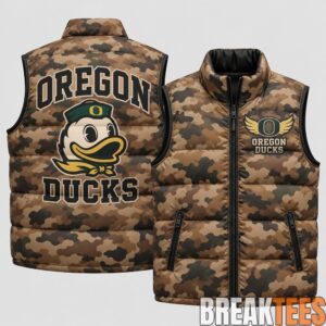 Oregon Ducks 2026 Military Appreciation Camo Puffer Vest