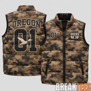 Oregon Ducks 2026 Military Appreciation Camo Puffer Vest 1 Oregon Ducks 2026 Military Appreciation Camo Puffer Vest 1