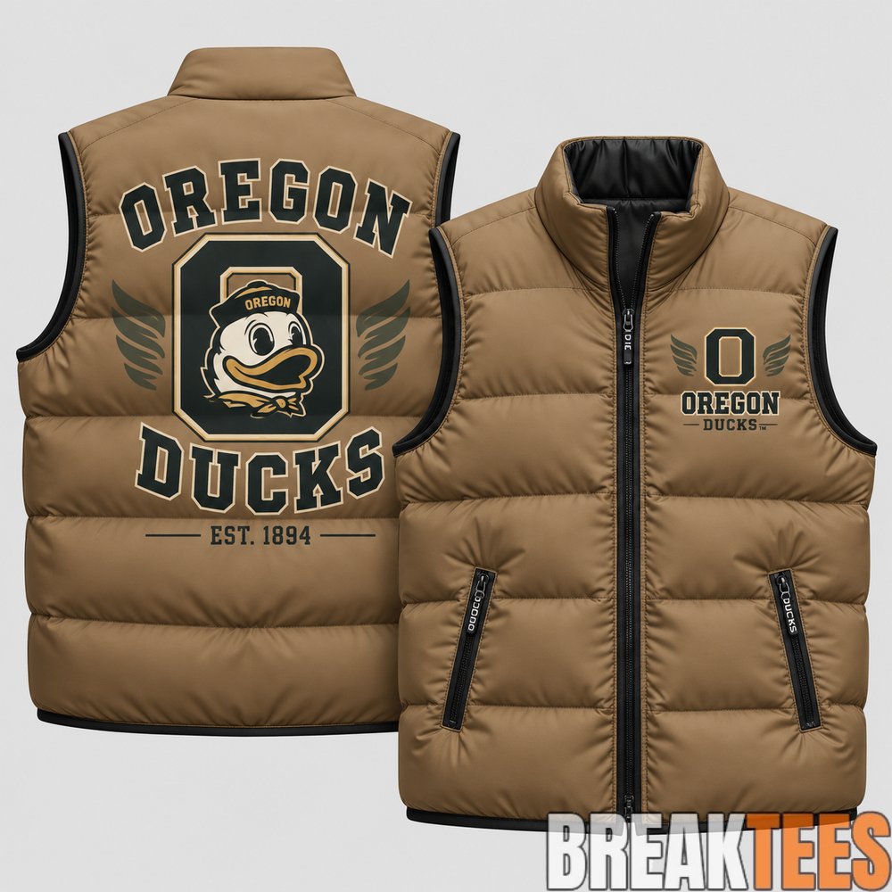 Oregon Ducks 2026 Military Appreciation Camo Puffer Vest Oregon Ducks 2026 Military Appreciation Camo Puffer Vest
