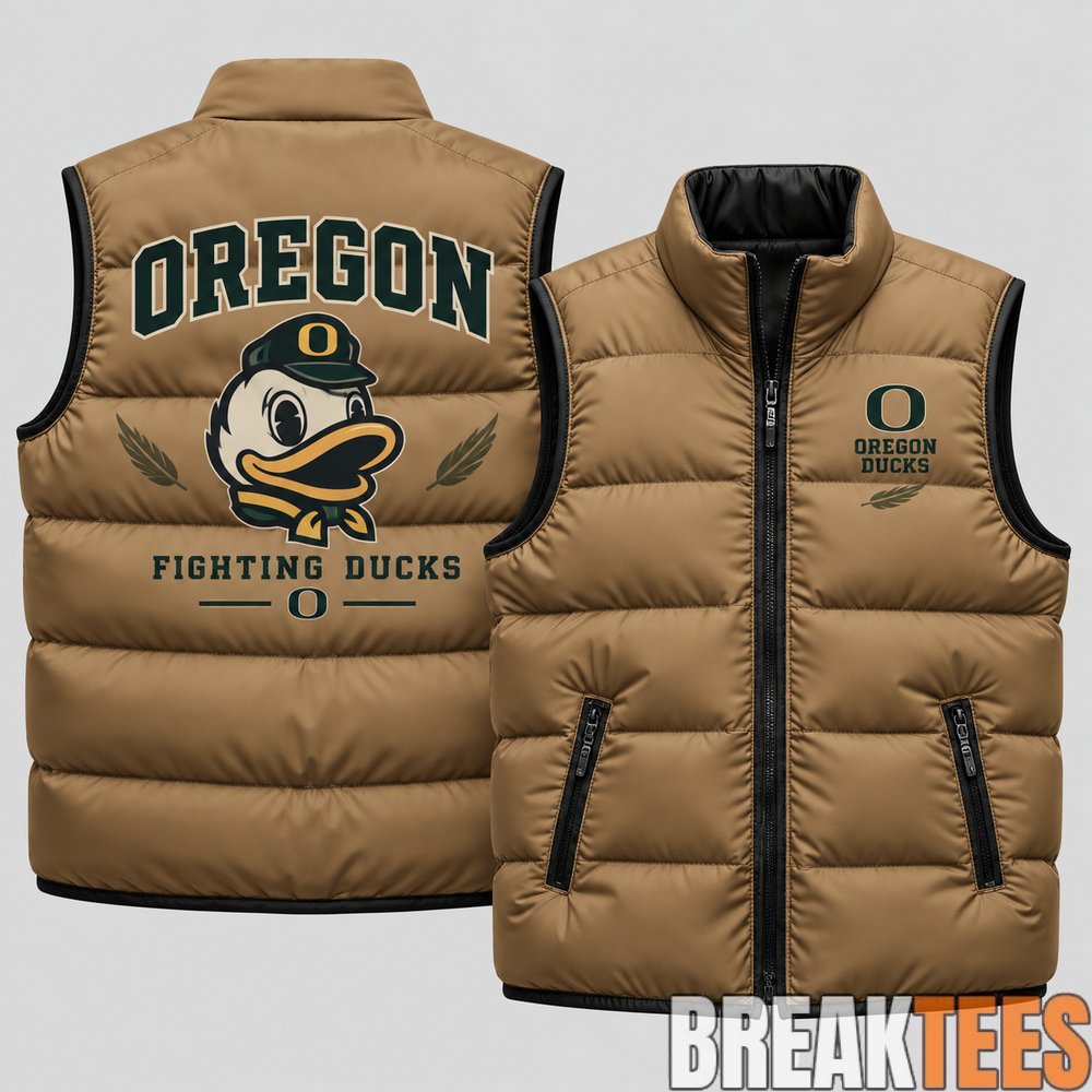 Oregon Ducks 2026 Military Appreciation Camo Puffer Vest Oregon Ducks 2026 Military Appreciation Camo Puffer Vest