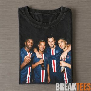 PSG Ibrahimovic, Ronaldinho, Dembele and Hakimi Smoking and Middle Finger T-Shirt