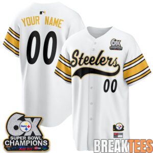 Pittsburgh Steelers 6X Champs Throwback Custom Baseball Jersey