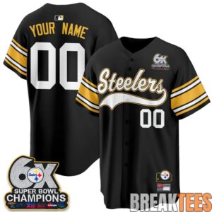 Pittsburgh Steelers 6X Champs Throwback Custom Baseball Jersey 1