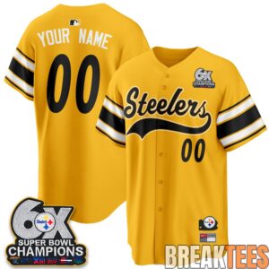 Pittsburgh Steelers 6X Champs Throwback Custom Baseball Jersey 2
