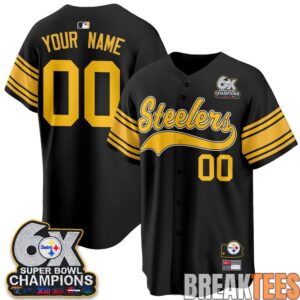 Pittsburgh Steelers 6X Champs Throwback Custom Baseball Jersey 3