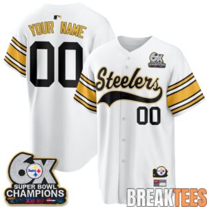 Pittsburgh Steelers 6X Champs Throwback Custom Baseball Jersey 5