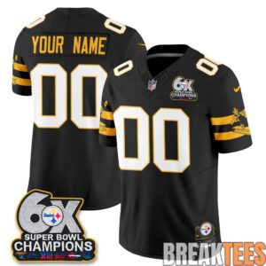 Pittsburgh Steelers 6X Champs Throwback Custom Football Jersey 1