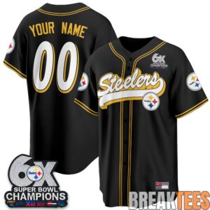 Pittsburgh Steelers 6x Super Bowl Custom Baseball Jersey