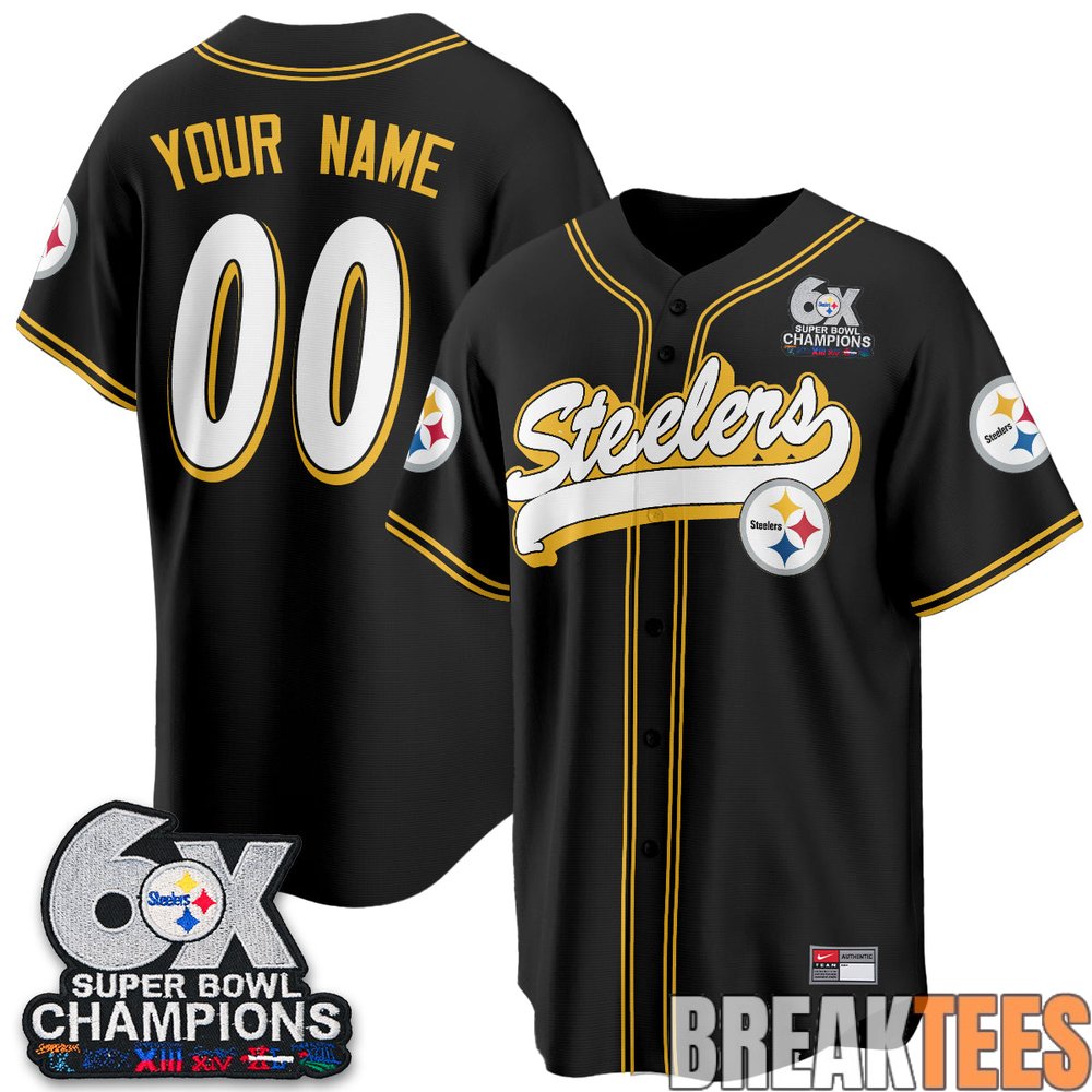 Pittsburgh Steelers 6x Super Bowl Custom Baseball Jersey Pittsburgh Steelers 6x Super Bowl Custom Baseball Jersey