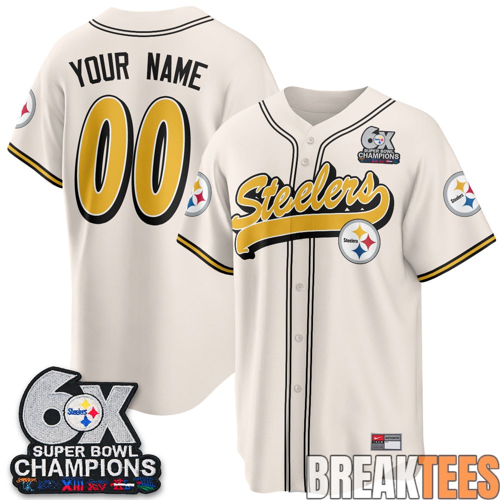 Pittsburgh Steelers 6x Super Bowl Custom Baseball Jersey Pittsburgh Steelers 6x Super Bowl Custom Baseball Jersey