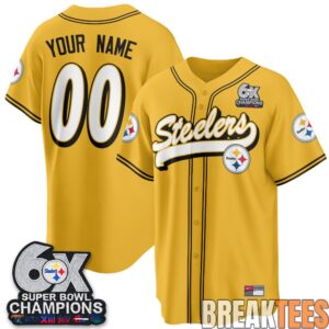 Pittsburgh Steelers 6x Super Bowl Custom Baseball Jersey 2 Pittsburgh Steelers 6x Super Bowl Custom Baseball Jersey 2