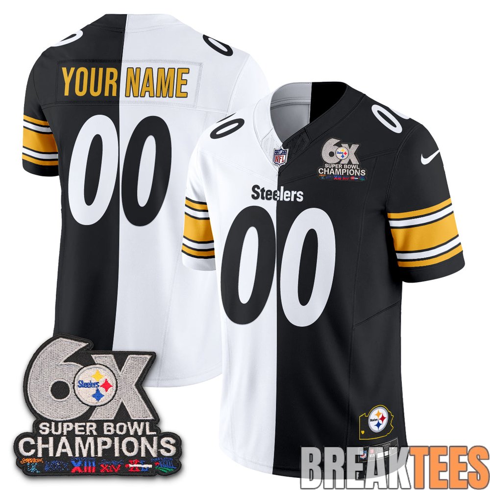 Pittsburgh Steelers 6x Super Bowl Split Edition Custom Football Jersey Pittsburgh Steelers 6x Super Bowl Split Edition Custom Football Jersey