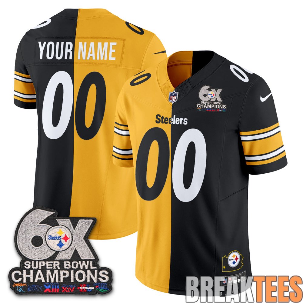 Pittsburgh Steelers 6x Super Bowl Split Edition Custom Football Jersey Pittsburgh Steelers 6x Super Bowl Split Edition Custom Football Jersey