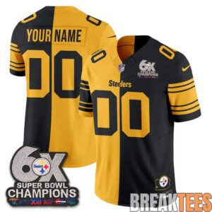 Pittsburgh Steelers 6x Super Bowl Split Edition Custom Football Jersey 2 Pittsburgh Steelers 6x Super Bowl Split Edition Custom Football Jersey 2