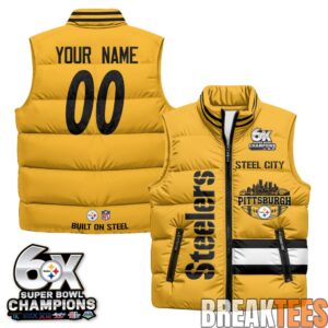 Pittsburgh Steelers Steel City Custom Puffer Vest 1