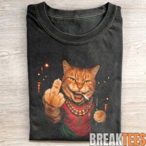 Portugal No. 7 Middle Finger Cat Funny Soccer Meme T-Shirt