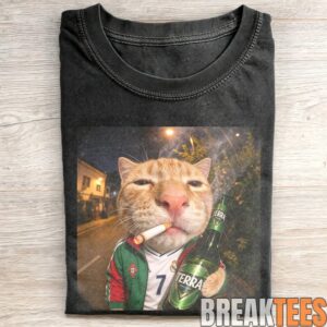 Portugal No. 7 Middle Finger Cat Funny Soccer Meme T-Shirt 1