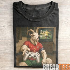 Portugal No. 7 Goat Playing PES Funny Soccer Gamer T-Shirt