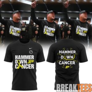 Purdue Boilermakers Hammer Down Cancer T-Shirt 1