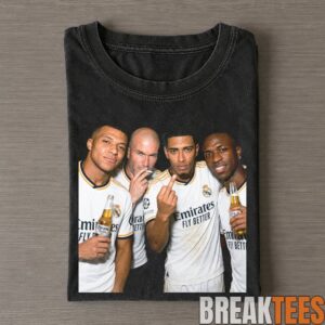 Real Madrid Mbappe, Zidane, Bellingham and Vinicius Smoking and Middle Finger T-Shirt